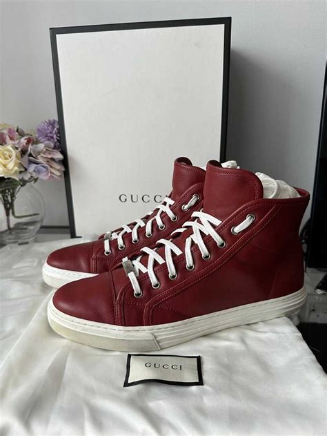 gucci 423300|Gucci Leather High Red White Men's .